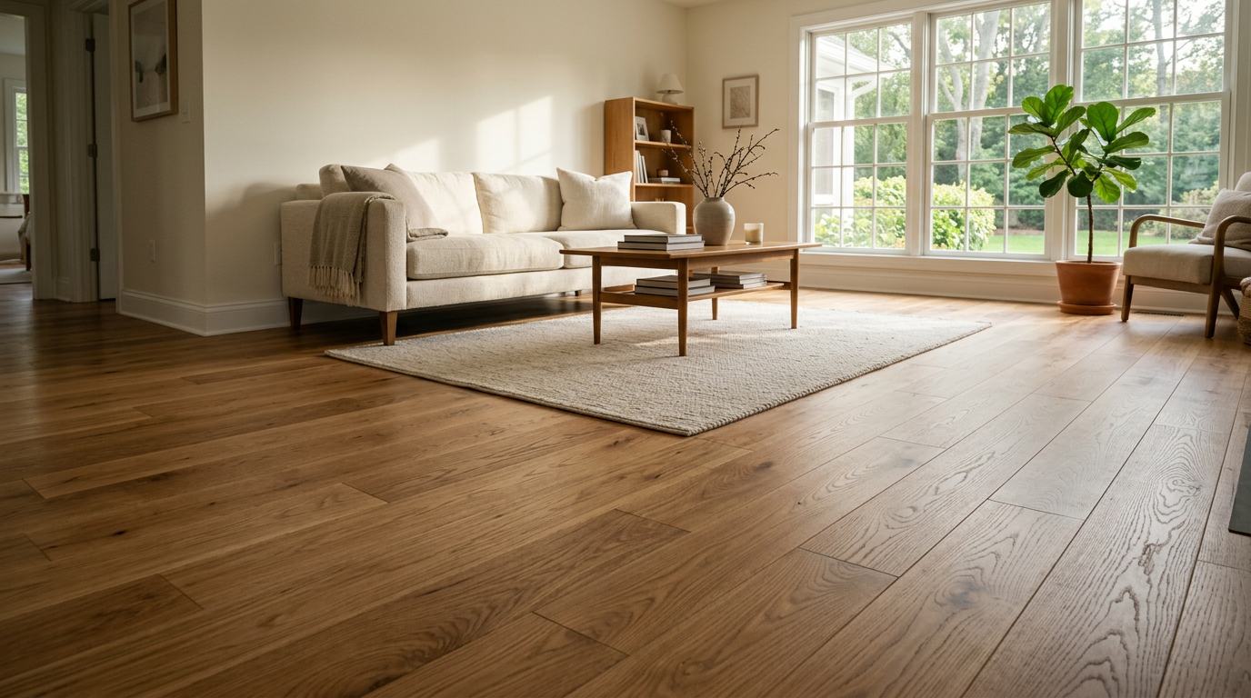 Hardwood floors in a bright home